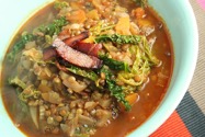 Bacon, Cabbage, and Lentil Soup