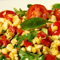 Grilled Corn Salad with Baby Spinach